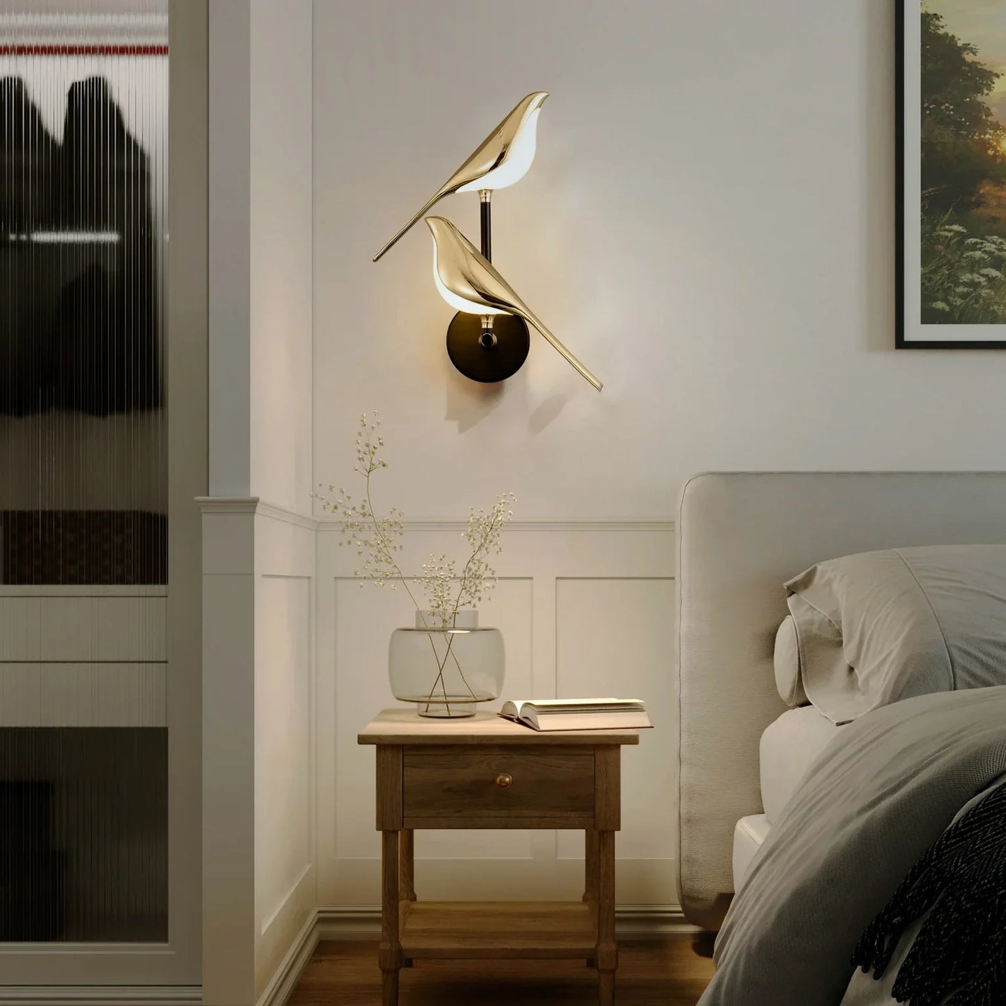 Metal Golden Bird Wall Lamp