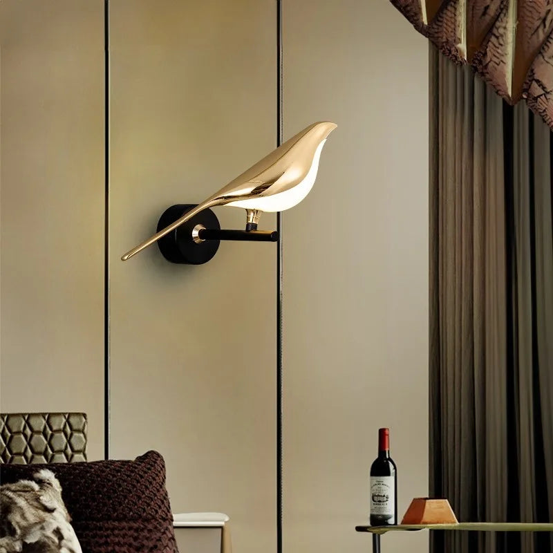 Metal Golden Bird Wall Lamp