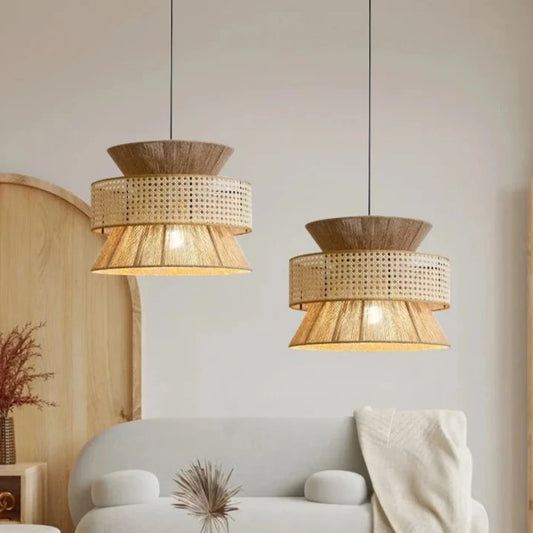 Farmhouse Hemp Rope & Rattan Lampshade