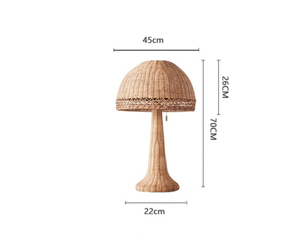 Wicker Rattan Mushroom Vintage Table Lamp – Boho Chic Lighting for a Cozy Home