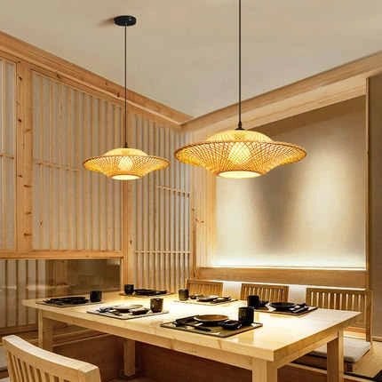 bamboo lampshade kitchen lighting idea