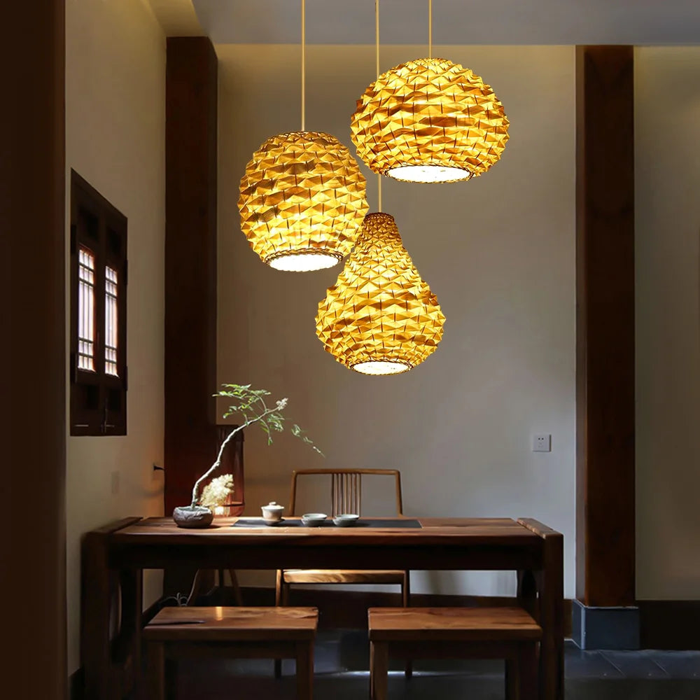 Retro Unique Shape Bamboo Pendant Lamp