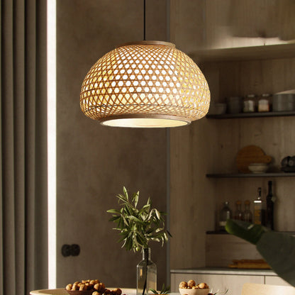 Round Japanese Style Bamboo Pendant Lamp