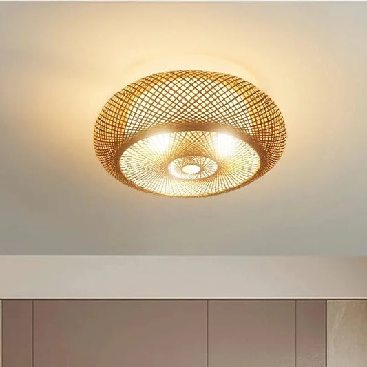 Exquisite Round Bamboo Ceiling Lamp