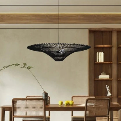 Reverse Cone Rattan Light Fixture