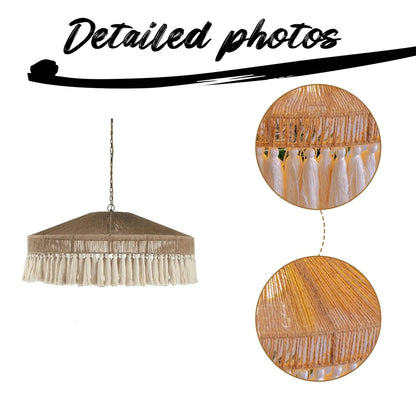 Boho Hemp Rope Pendant Lamp with Tassels