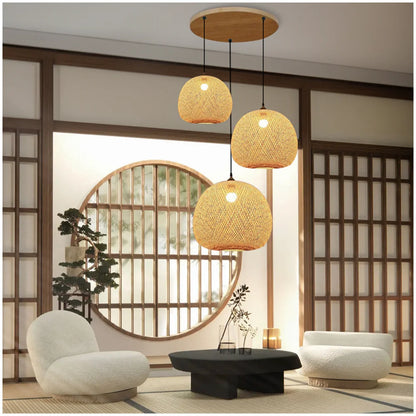 Round Ball Bamboo Pendant Light