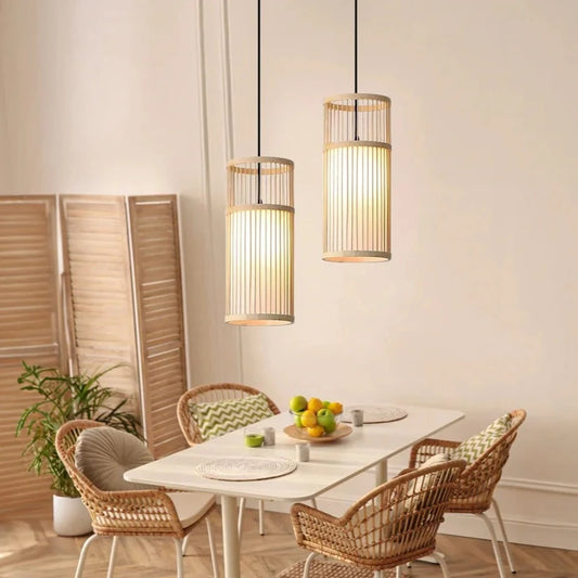 Cylinder Bamboo Pendant Lamp