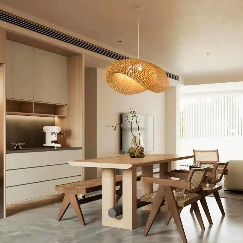 Double Layers Waving Bamboo Pendant Lamp