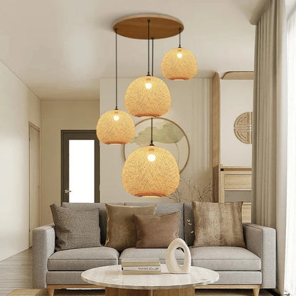 Round Ball Bamboo Pendant Light