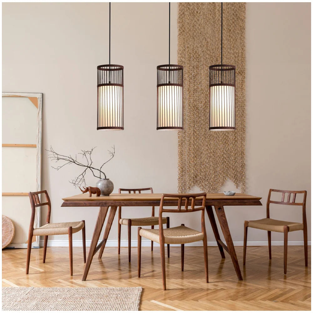 Cylinder Bamboo Pendant Lamp