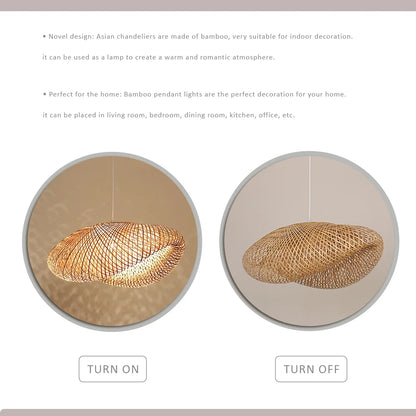 Double Layers Waving Bamboo Pendant Lamp