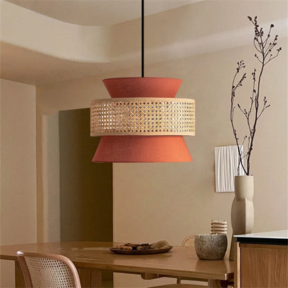 kitchen island rattan wicker pendant lighting idea