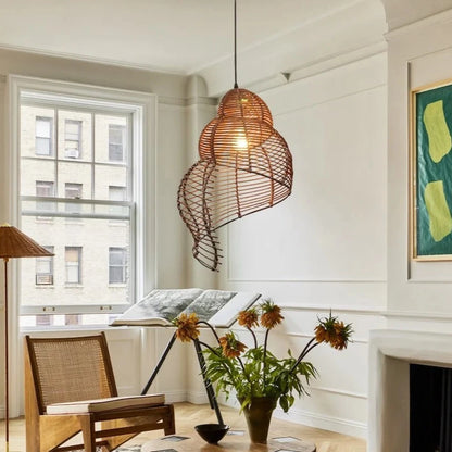 Minimalist Conch Rattan Light Fixture