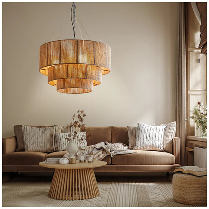 Three Tiers Hemp Rope Chandelier