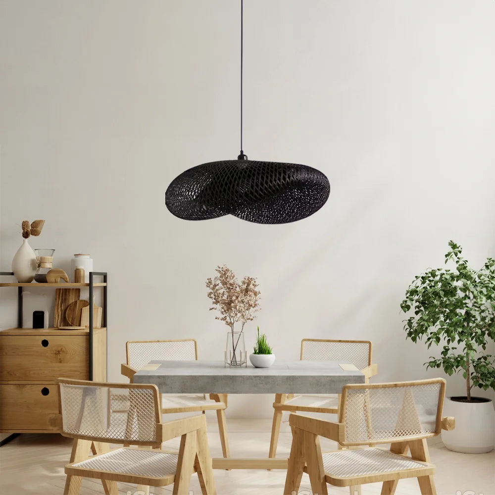 Double Layers Waving Bamboo Pendant Lamp