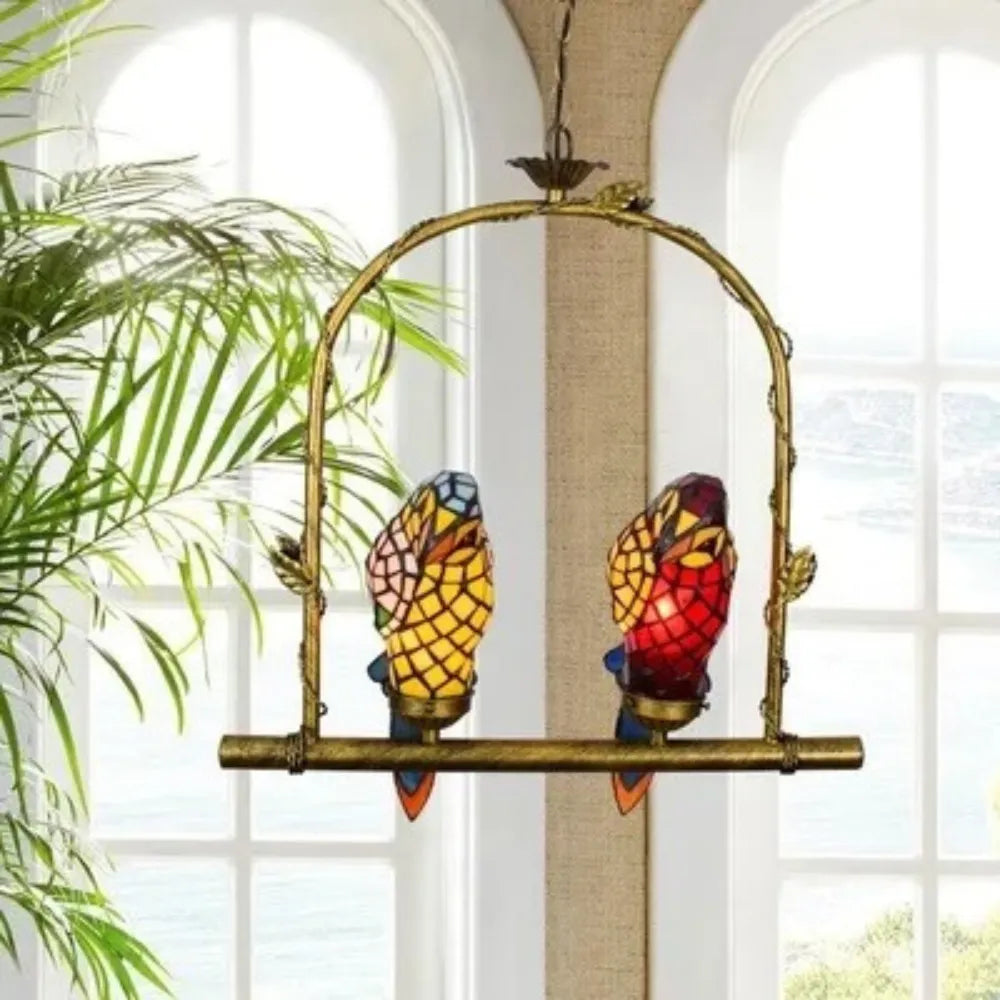 Tiffany parrot two-tier doll chandelier