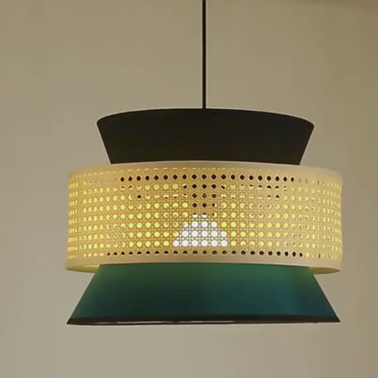 Unique Shape Rattan & Fabric Light Fixture