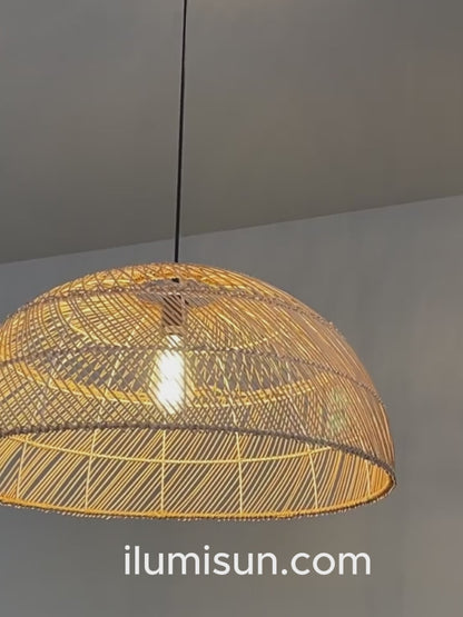 Natural Rattan Pendant Lampshade - Rustic Charm for Modern Spaces