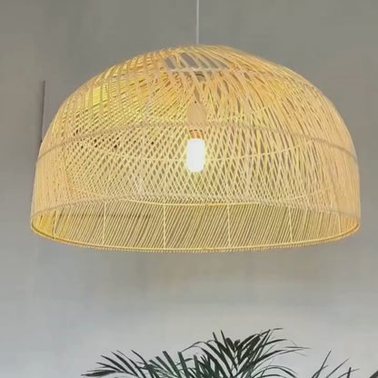 Creative Domed Rattan Pendant Light