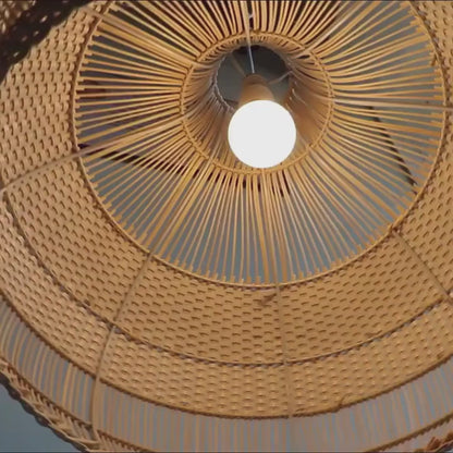 Round Natural Rattan Hanging Light