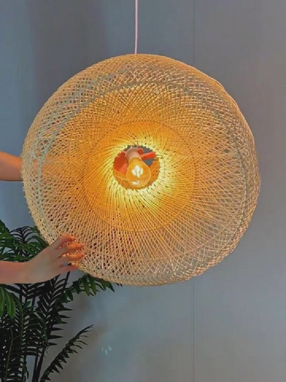 Handmade Wabi-Sabi Rattan Chandelier Pendant Lampshade – Natural Elegance for Your Home