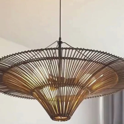 Reverse Cone Rattan Light Fixture