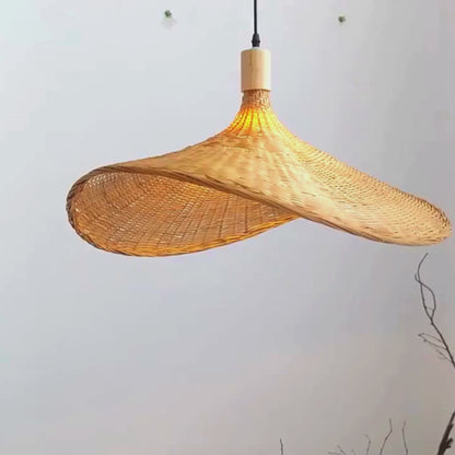 Straw Hat Shape Bamboo Pendant Lamp