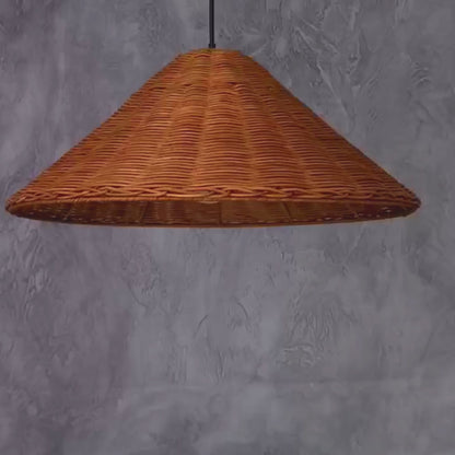 Cone Shape Brown Rattan Lampshade