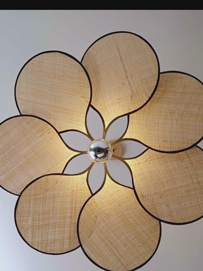 Modern Flower Raffia Pendant Light – Elegant Handmade Lighting for Home Decor