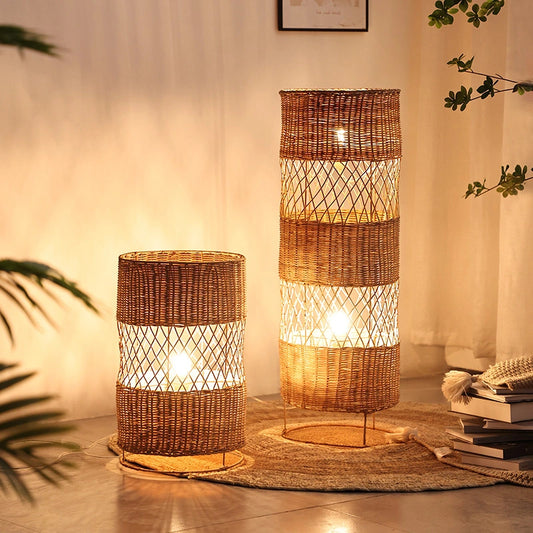 rattan floor lampshade living room