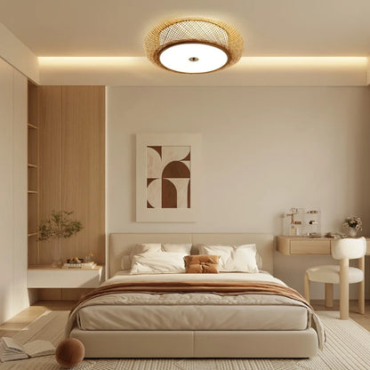 Exquisite Round Bamboo Ceiling Lamp