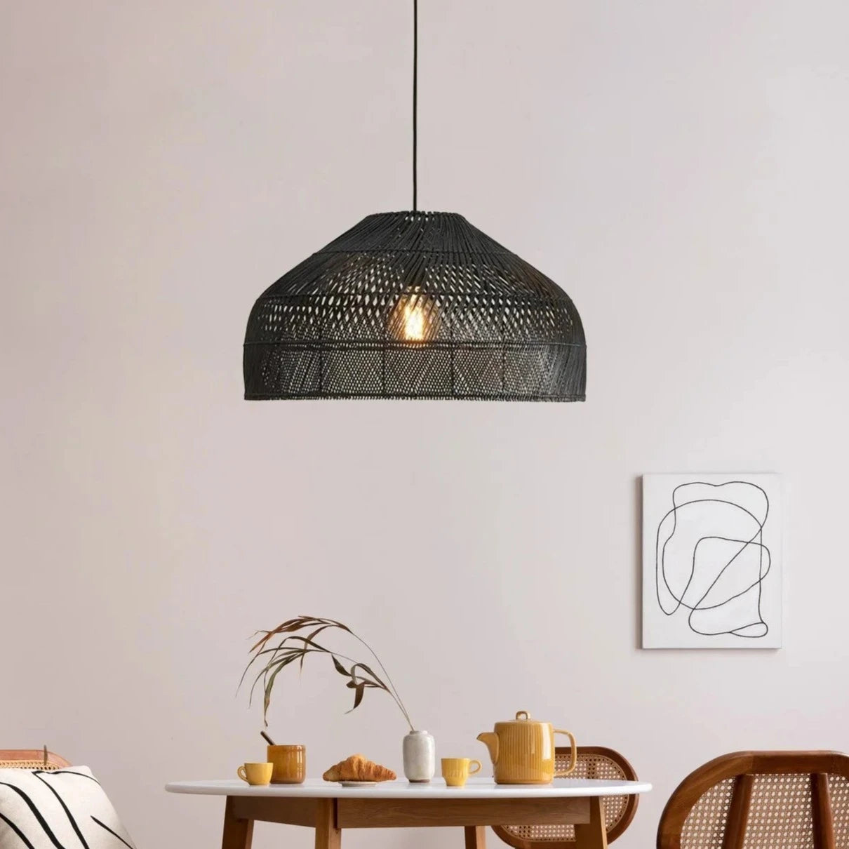 Creative Domed Rattan Pendant Light