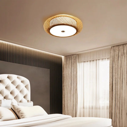 Exquisite Round Bamboo Ceiling Lamp