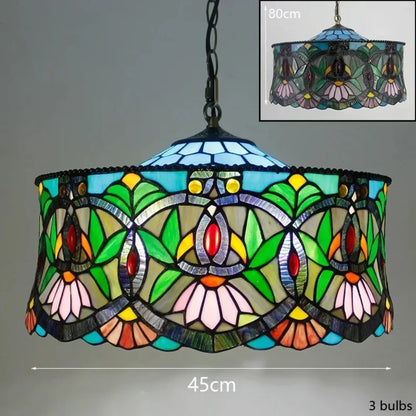 Tiffany Stained Glass Pendant Light - Vintage Mediterranean Style