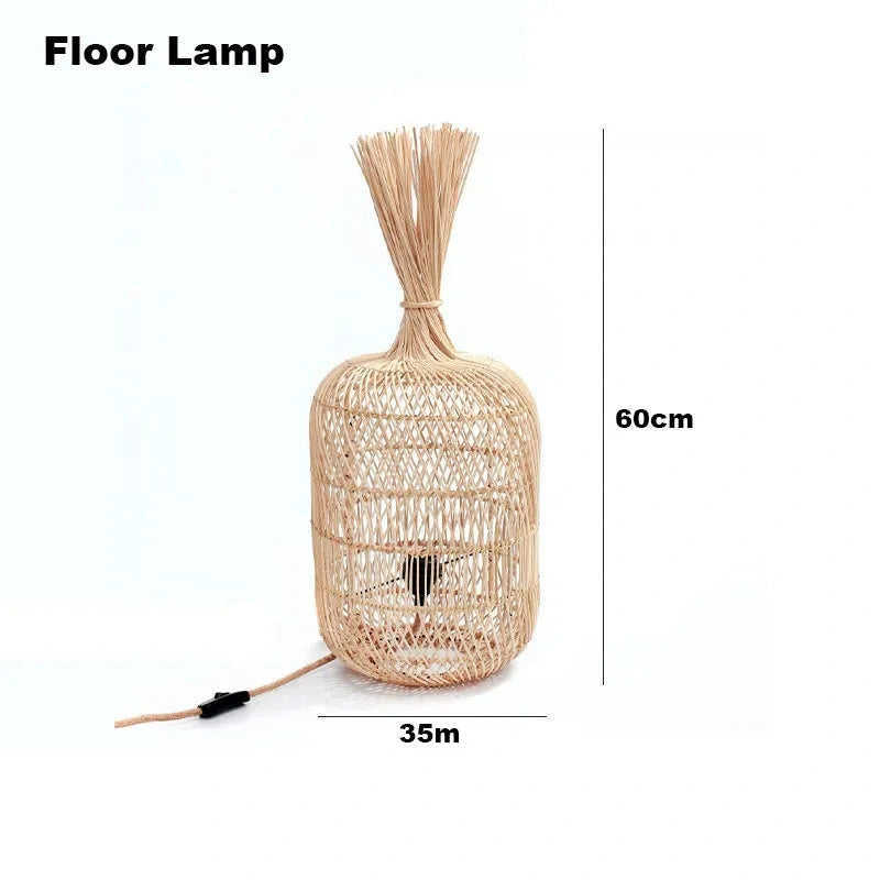 wicker rattan farmhouse floor lampshade