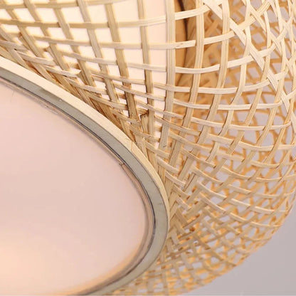 Exquisite Round Bamboo Ceiling Lamp